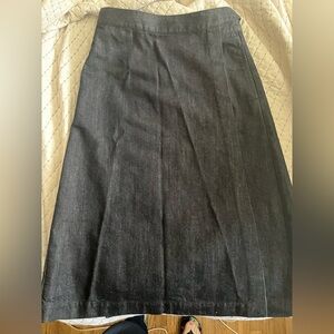 Wool& Women's Dark Denim /Merino Wool Midi A-Line Wrap Skirt